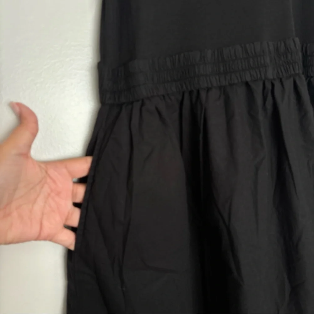 NWOT Nation Ltd Sadelle Black Stretch Cotton Midi Dress Size M